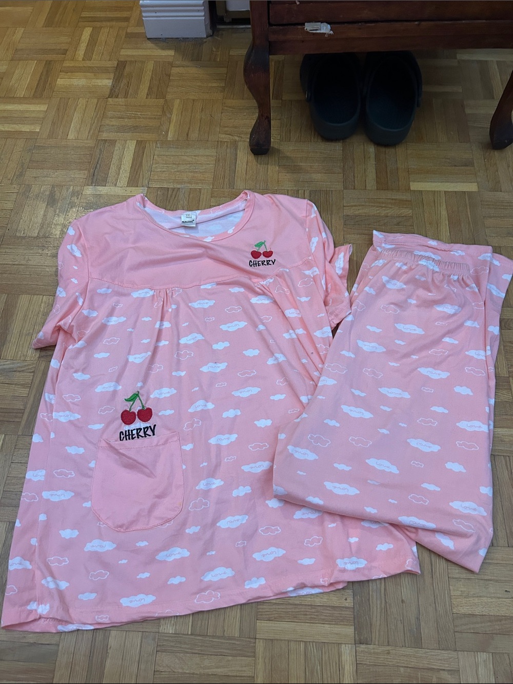 Cherry Embroidered Pink Women’s pajamas Set